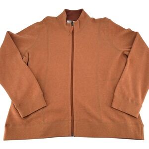 Orvis Wms Reversible Clay Full Zip Mock Neck Fleece Jacket XL Signature Softest